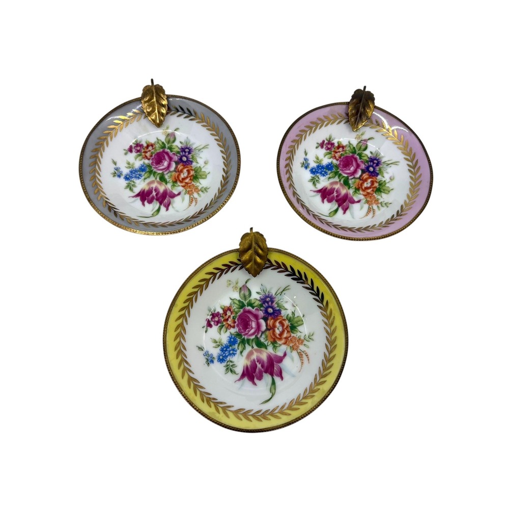 Antique Lefton Hand Painted Floral Saucers/ Wall Decor- A Set of 3